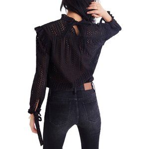 Madewell Eyelet Mockneck Ruffle Top
